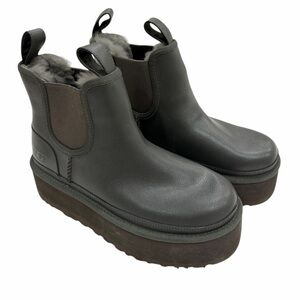 🦋UGG Neumel Platform Chelsea Chunky Boot Green Leather size-7